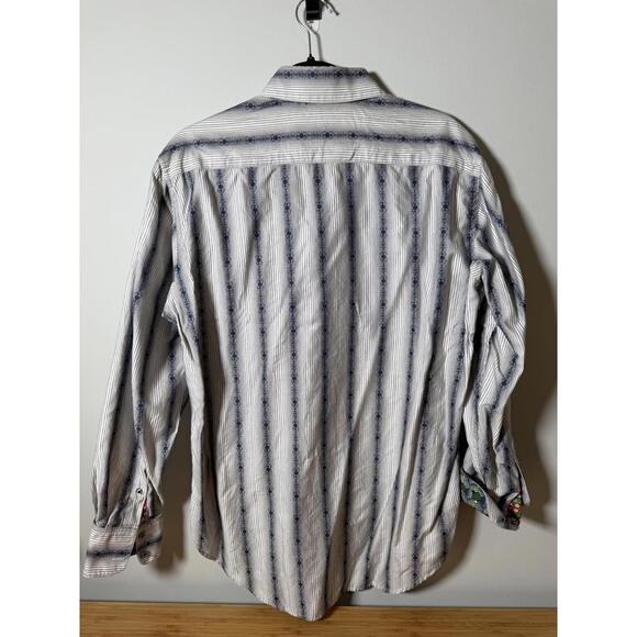 Robert Graham Signature Series Shirt Men’s L – Embroidered Stripe, Contrast Cuff - Picture 6 of 6